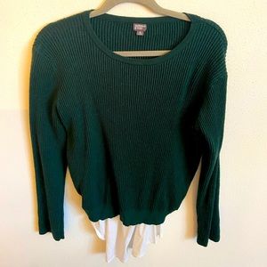 Summer & Rose emerald green sweater with sewn in detail shirt tails
